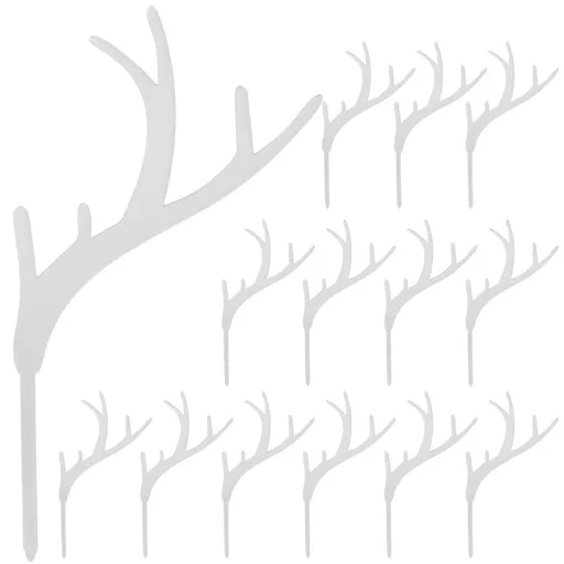 Plated Silver Acrylic Antler Cake Toppers for Birthday and Christmas Decor 20Pcs