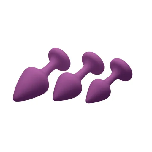 Frisky Purple Pleasures 3 Pc Silicone Anal Plugs