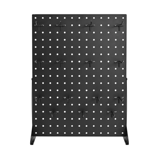 Pegboard Display Stand, 43 x 33 cm Tabletop Pegboard Display Stand with 15 Hooks, Thickened Cold-Rolled Steel Peg Board Panel for Grocery, Retail Store and Jewelry Shop, Black (1 PCS)