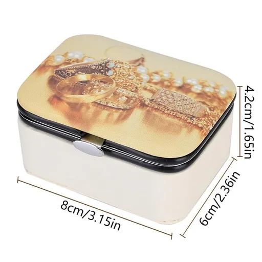 Portable Jewelry Container Travel Storage Box with Mirror PU Leather Earrings Ring Comestic Container