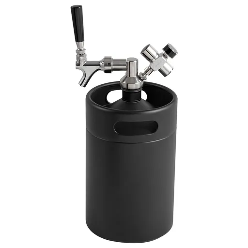 Beer Growler Tap System, 5L Mini Keg, 304 Stainless Steel Pressurized Beer Growler, Keg Growler with Pressure Display, CO2 Regulator Faucet, Leak-Proof Ring For Draft, Homebrew, Craft Beer