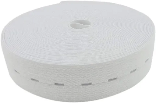 1 Inch by 32 Yard White Buttonhole Elastic Band Heavy Stretch High Elasticity Knit Elastic Band
