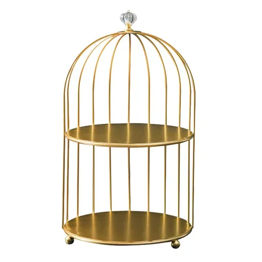 Cosmetics Iron Storage Rack Antique Bird Cage Jewelry Holder Dessert Cupcake Stand Necklace Earring Organizer Display Large Vanity