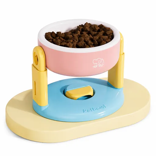 Pink Adjustable Height Pet Bowl With Suction Cup Base - Anti-Spill Elevated Feeder For Cats And Dogs - 3-Level Neck Protection Design