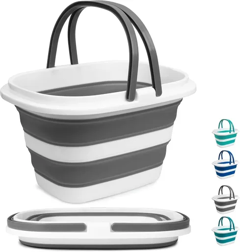 Large Collapsible Mop Bucket, 16L(4.2 Gallon) Plastic Bucket or House Cleaning, Car Washing, Silicone Cleaning Supplier Organizer, Portable Basket with Handle or Laundry Storage, RV Camping, ishing