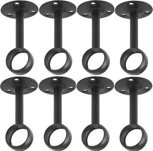 Curtain Rod Ceiling-Mount Bracket Curtain Rod Brackets Curtain Rod Holders (8 PCS, Black)