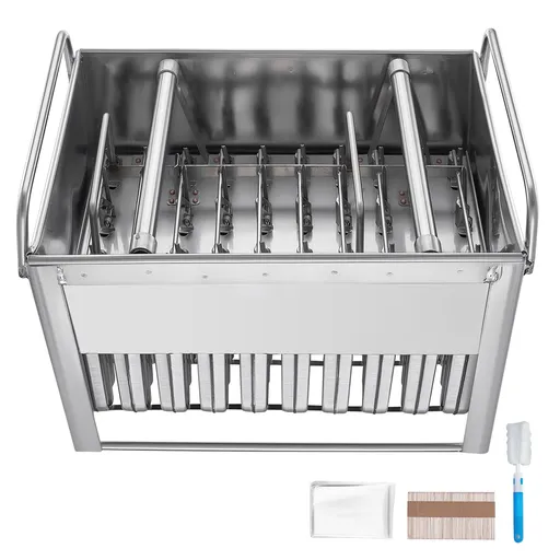 Commercial Popsicle Moulds, 40PCS Round-Head Ice Pop Moulds with Double Slot, Stainless Steel Ice Lolly Popsicle Moulds, Ice Cream Maker Mould Holder with 50PCS Popsicle Sticks & Bags