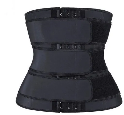 Women Sweat Reducer Training Belt - Sweatband - Waist Trainer - Slimming Belly Band - 3-Row Closure & Breathable Material - Extended Sizes (S to 6XL) - Black, 4XL