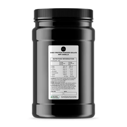 Orku 1Kg Whey Protein Isolate WPI Vanilla Powder Jar