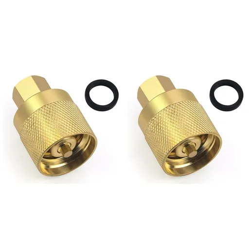 2X RE7141F Propane Forklift Connector Adapter Valve with Gasket - Brass Female Connector