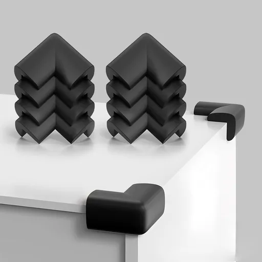 Furniture Corner Protectors - 8 Corners - Baby Corner Protectors - Self-adhesive Soft Rubber - Foam Protectors - Pre-glued - Baby and Child Protection Set - Table Corner Protectors - Non-Toxic and Safe - Black