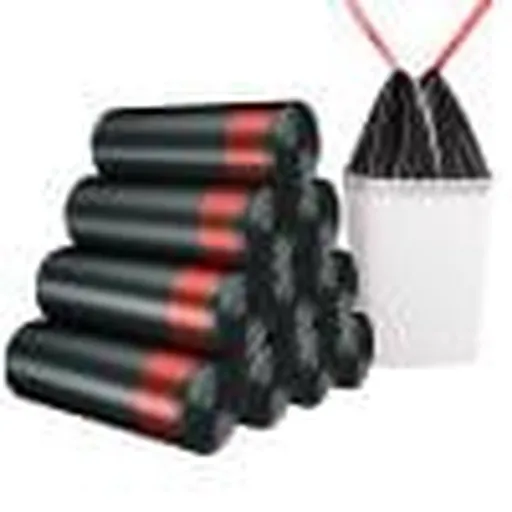 Small Trash Bags 3 Gallon, Drawstring Mini Garbage Bags, White Plastic Trash Can Liners for Bathroom Accessories, 12 Liter, Bedroom, Dorm Room Essentials, Office - 3 volumes