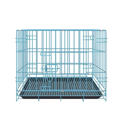 Metal Dog Crate Pet Cage with Divider for Puppies Cats Kennel Indoor Pet House - Small-Blue
