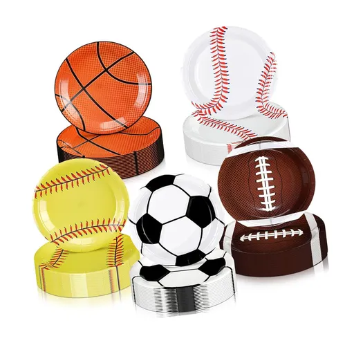 50Pcs Sports Party Plates Decorative Ball Paper Plates for Boy Birthday Party Supplies Favors 17.78cm / 7in