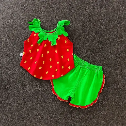 Baby Cotton Summer Trousers Set 2 Piece Unisex Watermelon hooded 80cm