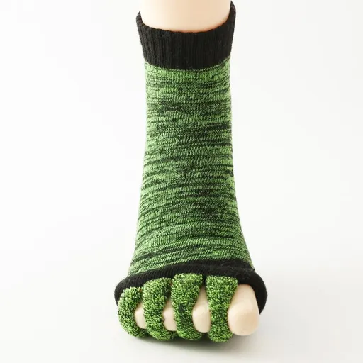 Five Toe Separator Yoga Socks Non Slip Open Toe Pilates Barre Foot Socks Breathable Stretch Studio Workout Socks-Green