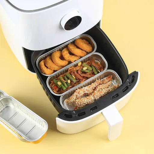 Disposable Aluminum Foil Tin Box Aluminum With Lid Rectangular Tin Foil Packing Box Cooking Baking Meal 10pcs