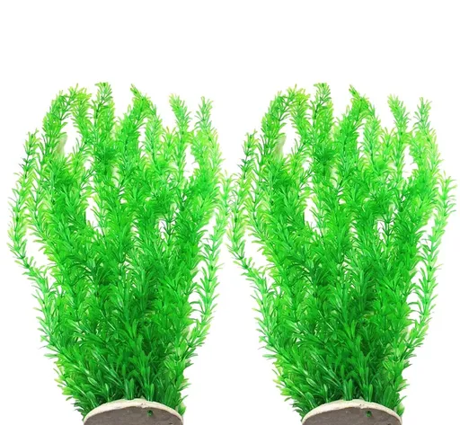 Pack of 2 Tall Plastic Aquarium Plants Large Fake Fish Tank Artificial Pond Aquarium Decor (Green Little Grass 30cm )