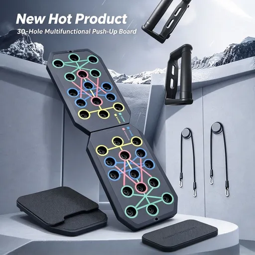 30 Holes Push‑Up Board, Portable Foldable Fitness Equipment for Home Indoor Outdoor, Body Shaping for Men Women, 30 Holes Buckle Ordinary Handles, Christmas Home Exercise Gift