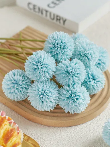Artificial Flower Bunches 8 Piece Chrysanthemum Dandelion Hydrangea Arrangement Bouquet for Home Office Decor