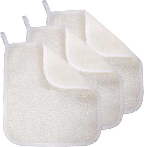 3-Piece - Exfoliating Towel - Exfoliating Towel for Body and Face - Bath Towel - Double-Sided Exfoliating Bath Towel - Facial Washcloth - Nylon - Scrub Towel