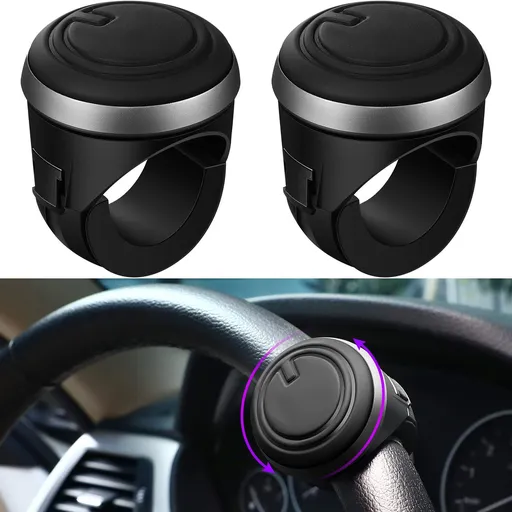 2PCS， 360 Degrees Rotation Suicide Knobs for Steering Wheel with Silicone Surface and Metal Bearings for Driving Turning Car Truck Boat