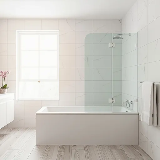 120cm Frameless Glass Bath Screen – Brass U-Brackets in Gunmetal for Stylish Bathroom Upgrade