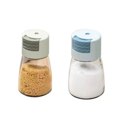2PCS Metering Salt Shaker Push Type Salt Dispenser Salt Tank Sugar Bottle Spice Pepper Salt Shaker Spice Jar Can Seasoning Bottle