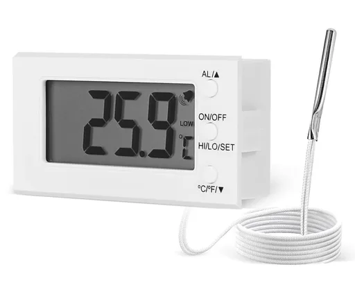 2 Packs Digital Oven Thermometer -58°F to 572°F/-50°C-300°C, Thermometer with Probe, High Low Temperature Alarm, LCD, White