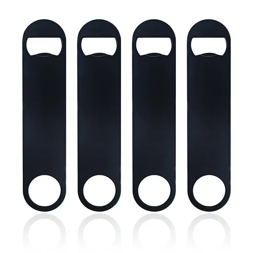 4 pc Stainless Steel Flat Bottle Opener, Beer Bottle Opener, with Exquisite Packaging, for Kitchen, Bar or Restaurant, Black,