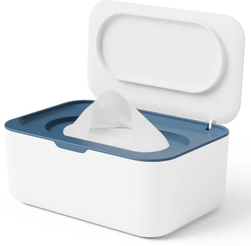 Wet wipes dispenser - Wipe box - Wet toilet paper holder - Wet wipes storage box - Wipes dispenser - Wipe holder for baby & adult - Refillable wipe container - Keeps wipes fresh - Blue