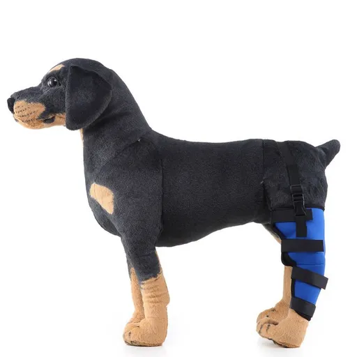 Dog Hind Left Leg Brace for Surgery Recovery, Puppy Rear Leg Protector with Stable Support, Prevents Licking Chewing Wounds, Aids Post-Op Recovery - Blue - Size XXS