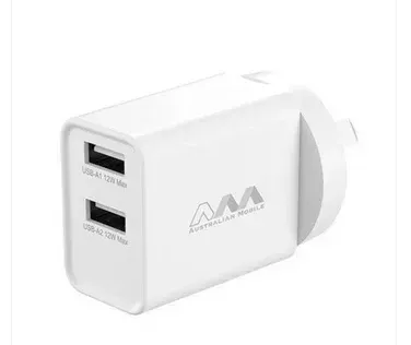 Wall Charger Dual Port USB-A 12W Fast Charging 2.1A White