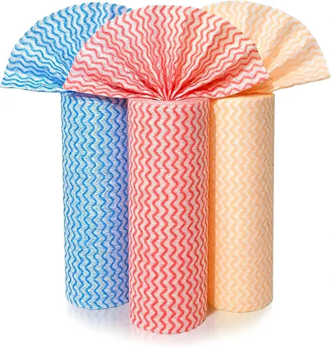 Disposable Cleaning Cloths Wipe Roll, Dish Wash Cloths, Cleaning Washcloth Towel for Kitchen Bathroom Furniture and Car, One-Hand Tearing (Pack of 3-Rolls, 150-Sheets Total)