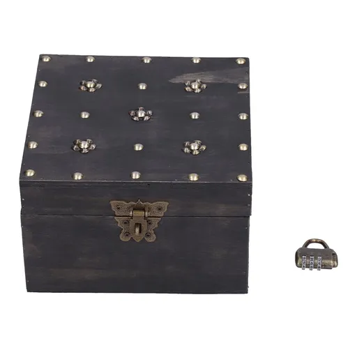Treasure Props Storage Box with Password Lock Retro Wooden Storage Box for Home Living Room
