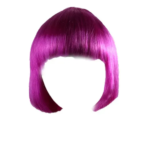 Short Bob Wig with Bangs for Women Synthetic Cosplay Party Hair in 14 Colours - Dark Purple