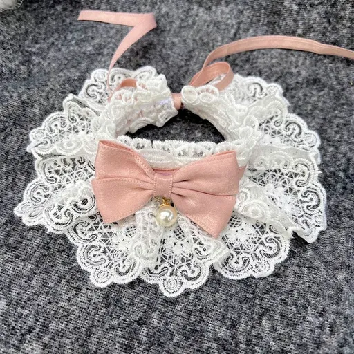 Dog Cat Bib Scarf Bow Tie Pet Accessories Green Pink L lace length 30cm strap length 60cm