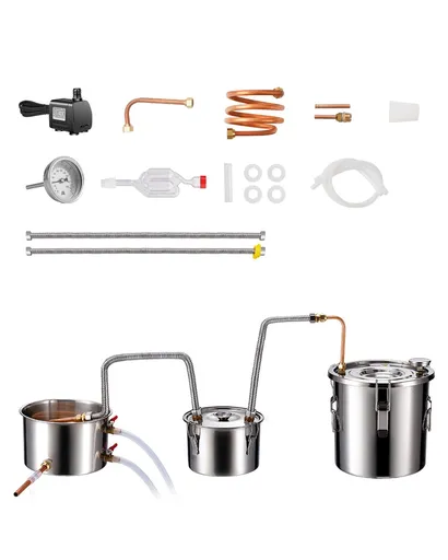 Moonshine Still Water Alcohol Distiller 3Gal w/Thumper Keg & 8W Water Pump