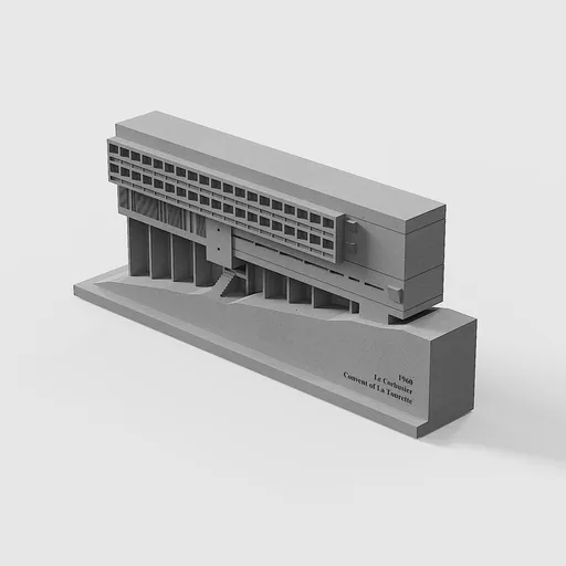 La Tourette Convent Concrete Architectural Model Modernist Masterpiece Replica for Desk Decor & Collectors（Grey）