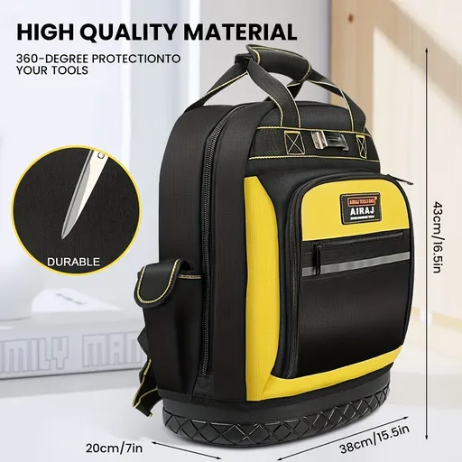 Tool Backpack Durable Tool Bag Organised Tool Storage Professional Tool - Black - Size regular