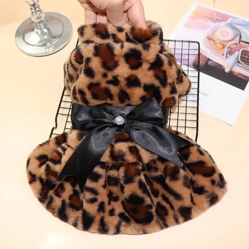Qi Pet Dog Clothes Leopard Print Two Legged Cloth Leopard Print Dress XXL