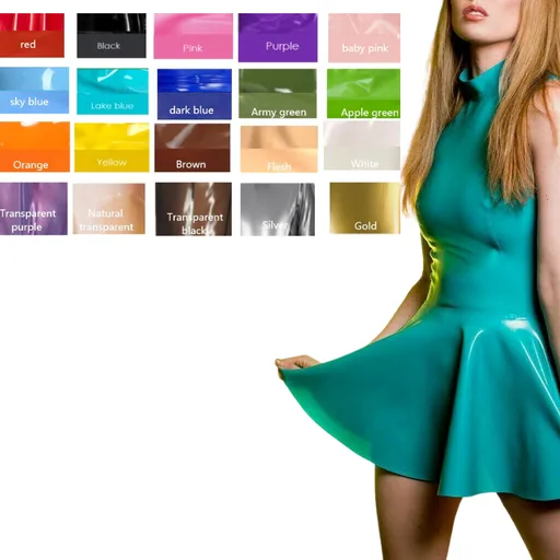 House Of Dasein Sleeveless Latex Glossy Gummi Party Mini Dress Above The Knee - Custom Colour - M