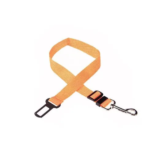 Adjustable Pet Harness Lead for Car Travel with Clip Attachment Nylon Restraint Strap - Orange