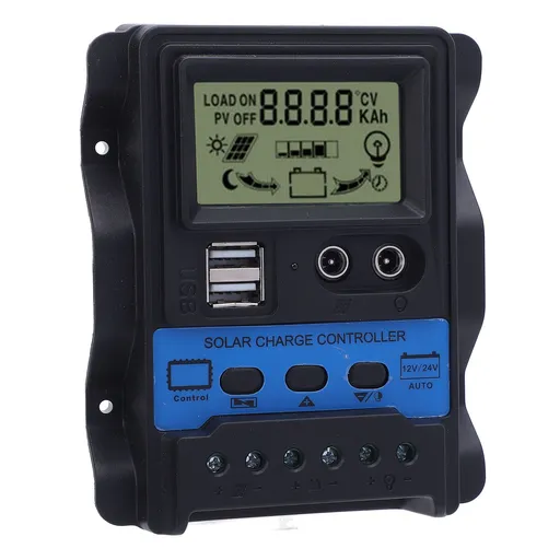 12V 24V PWM Solar Charge Controller LCD Display Double USB Output Stable Performance Solar Controller for Phone Tablet 100A