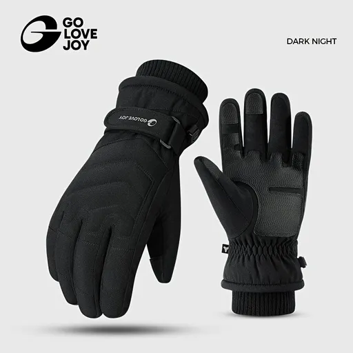 Unisex Winter Ski Gloves with Touchscreen Compatibility, Thick Fleece Lining, Windproof, Anti-Slip Grip for Snowboarding, Hiking, and Cold Weather Daily Commute (L, Black)