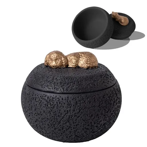 Dog Cat Ashes Urn – Portland Cement pet urns for Cats or Small Dogs, Animal Memorial Keepsake Box 0.035L Capacity, 4.5 x 5 x 5 in, Elegant Pet Urn for Dog Cat Ashes - Black - Size Dog