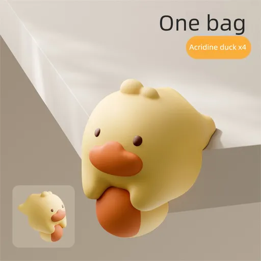 Yellow Duck 4 Pack Cartoon Silicone Corner Protectors - Soft Right Angle Furniture Edge Guards with Adhesive Backing for Tables, Desks, Coffee Tables and Cabinets