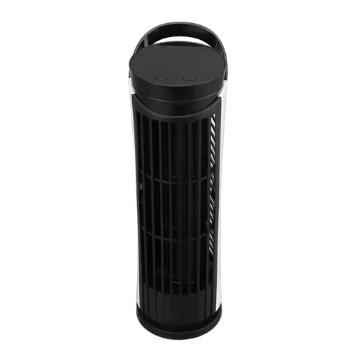 Tower Fan USB Bladeless 2 Lighting Modes 2 Speeds Adjustable Desk Tower Fan for Home Black