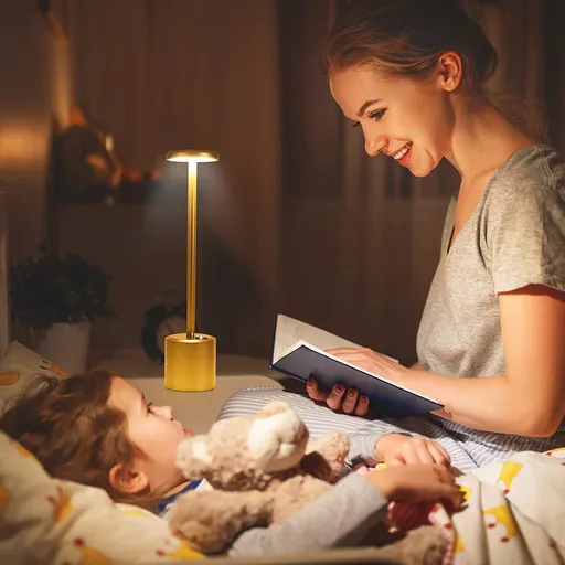 LED Desk Lamp Rechargeable Cordless Touch Control Dimmable Warm Light Anodized Aluminum Gold