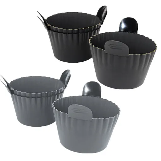 Silicone Egg Poaching Mold – 6-Pack (3 Gray + 3 Black), Heat-Resistant with Side Handles for Air Fryer, Oven and Microwave